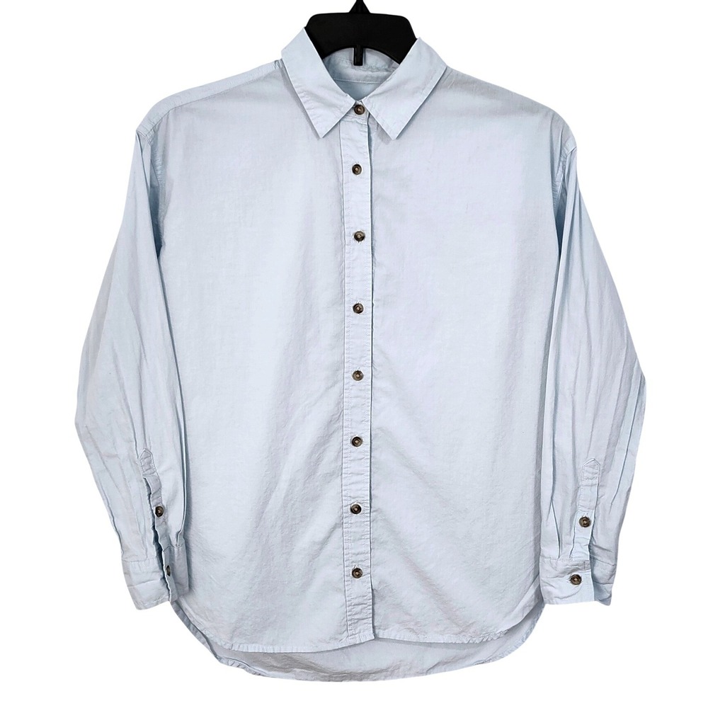 Universal Thread Oversized Fit Cotton Button Front Shirt Womens XS Light Blue